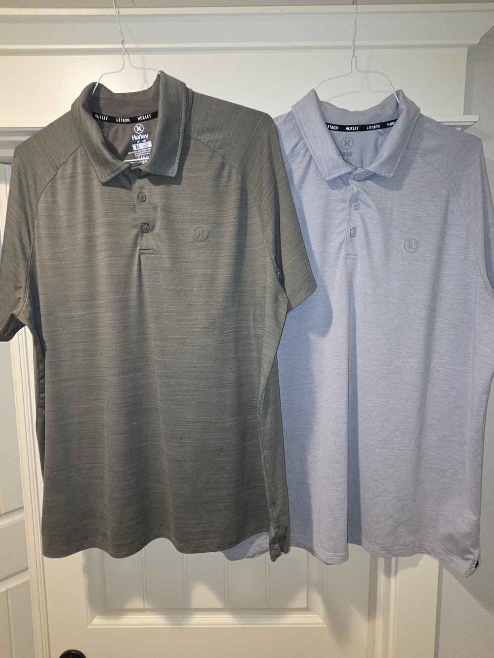 Bundle: Pair of Hurley Men’s Polo - Olive Green and Light Gray